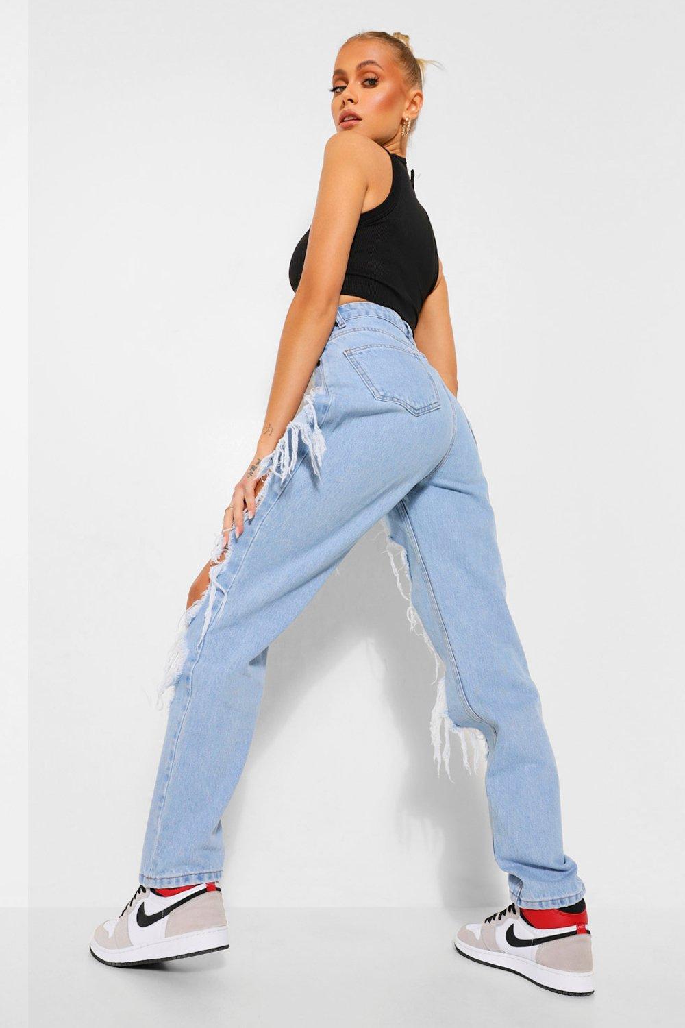 Extreme Distressed Boyfriend Jeans boohoo NZ